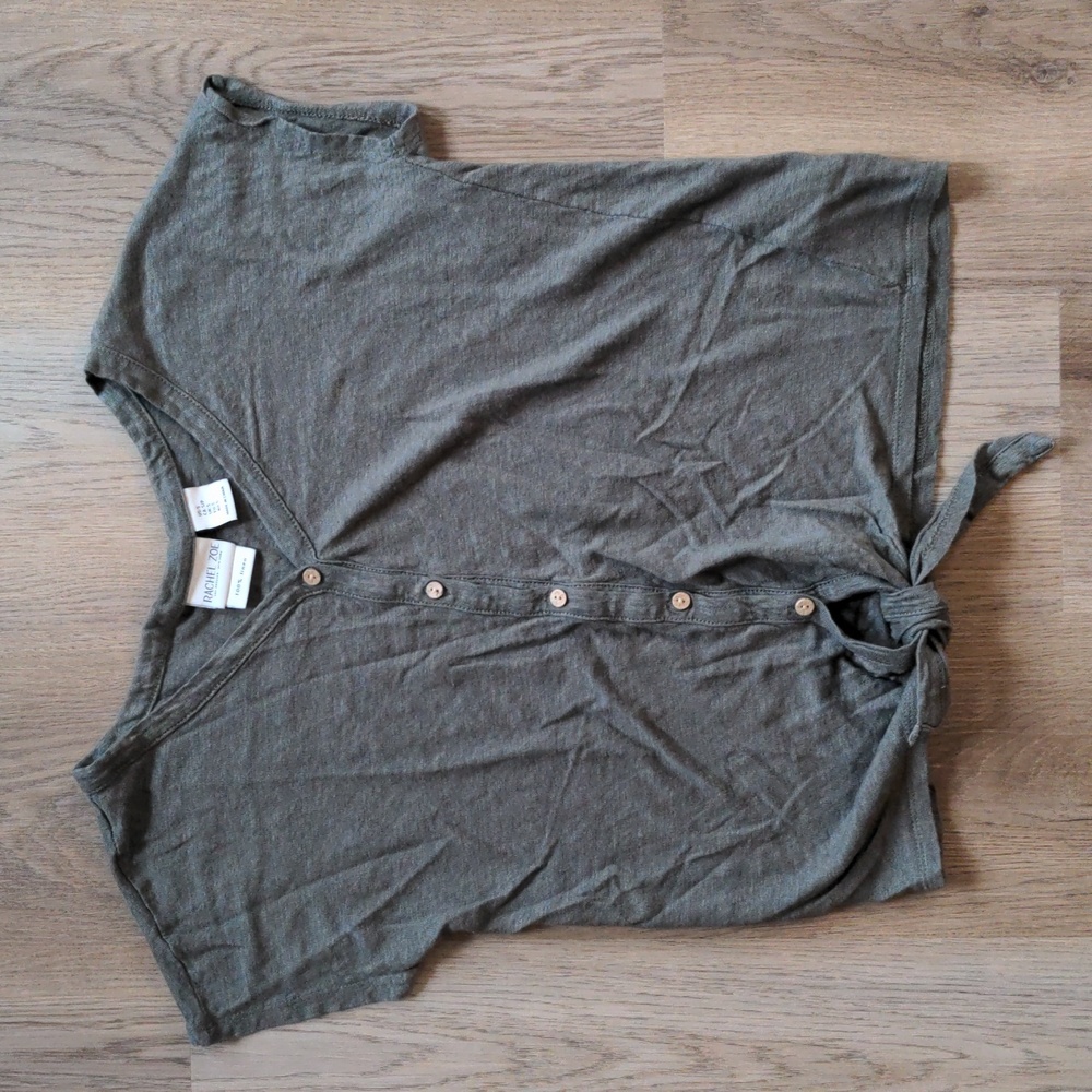 5️⃣for2️⃣0️⃣!! Rachel Zoe Linen Tie Waist Army Green Button Down Small